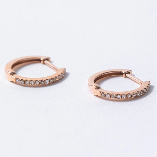 Pave Diamond Huggie Earrings - Petite