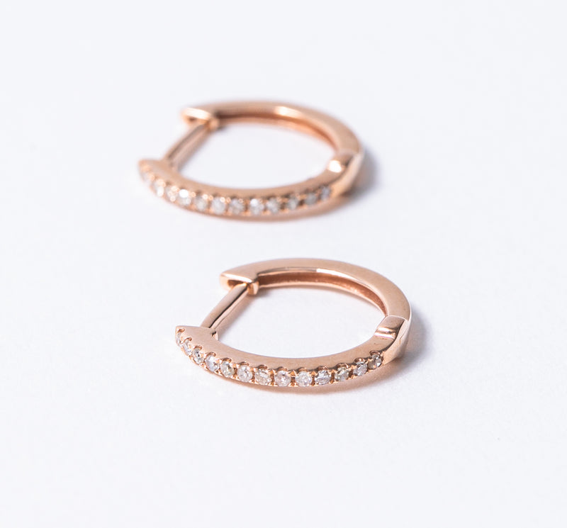 Pave Diamond Huggie Earrings - Petite