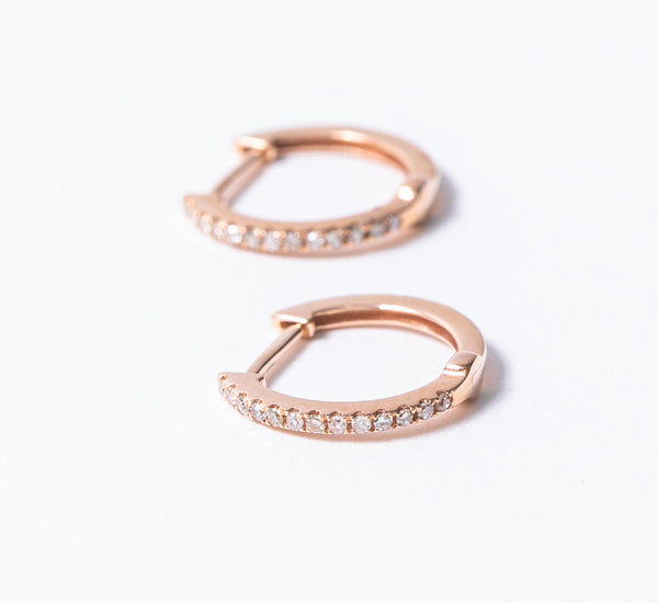 Pave Diamond Huggie Earrings - Petite