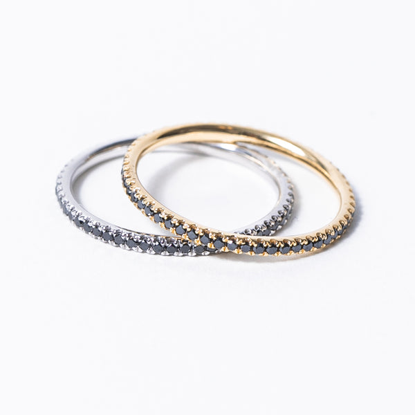 Black Diamond Pave Eternity Ring in White Gold - Petite